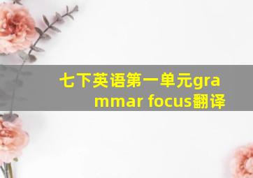 七下英语第一单元grammar focus翻译